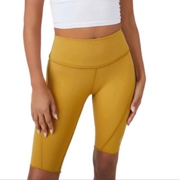 FREE People Yellow Mustard Heart Rate Biker Shorts Size Small in Alchemy - Picture 14 of 15